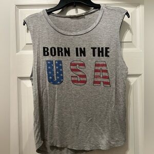 Born in the USA Gray Top